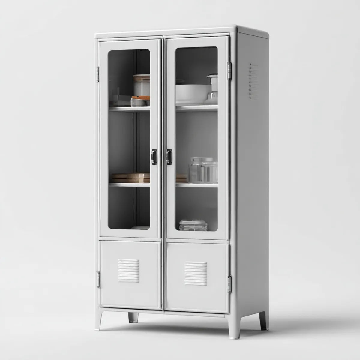 Armoire de rangement en acier gris avec portes vitrées 80 x 40 x 180 cm rectangulaire