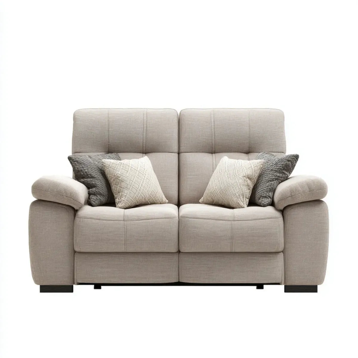 Canapé 2 places beige 170 x 95 x 105 cm en polyester avec accoudoirs arrondis