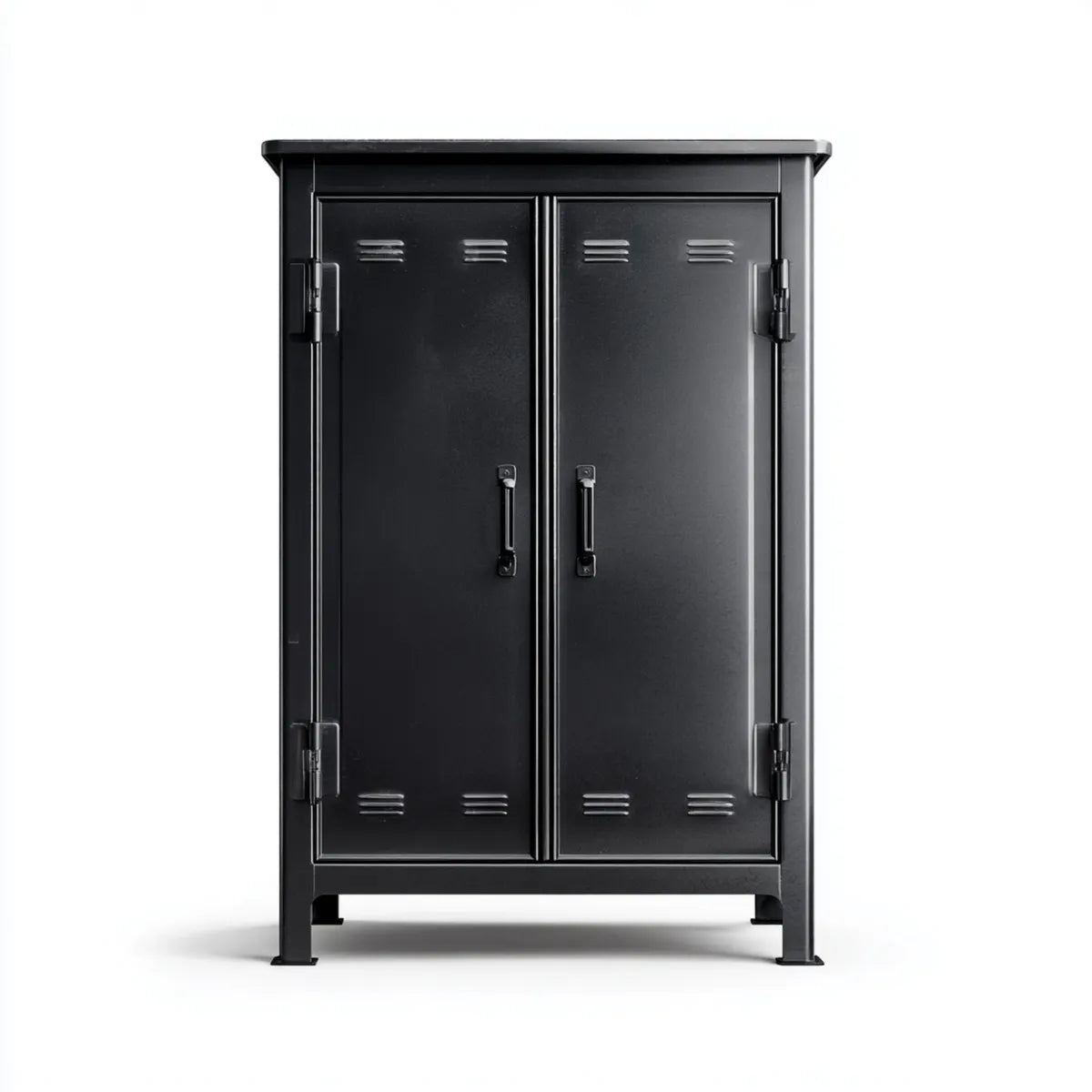 Armoire de rangement en acier noir à 2 portes 80 x 40 x 120 cm rectangulaire