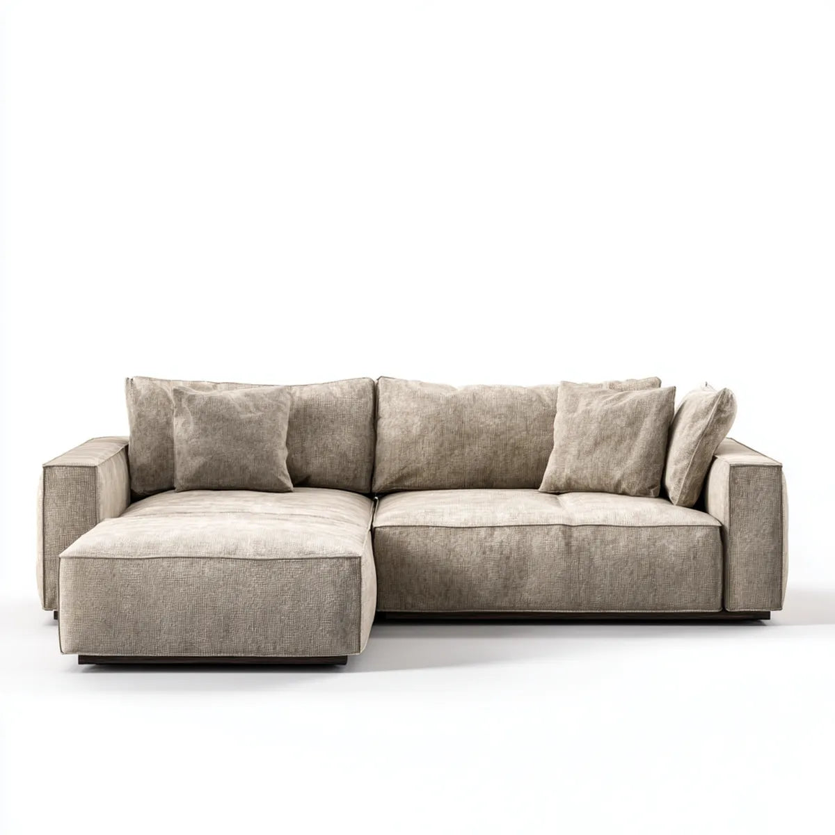 Canapé d'angle gauche 3 places beige en polyester 275 x 165 x 88 cm