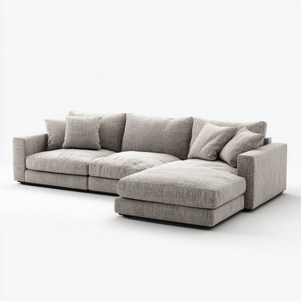 Canapé d'angle droit 4 places gris en polyester 280 x 170 x 85 cm