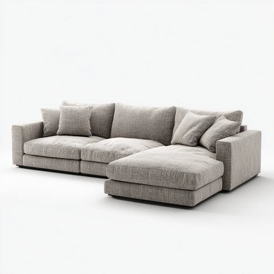 Canapé d'angle droit 4 places gris en polyester 280 x 170 x 85 cm