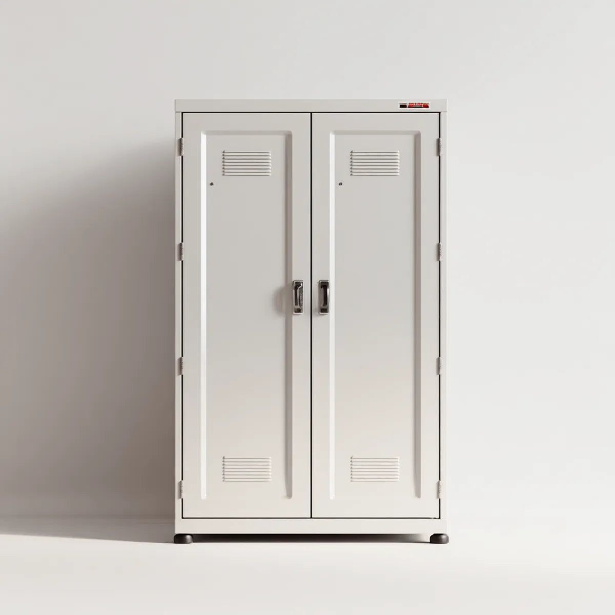 Armoire de rangement métallique blanche à 2 portes battantes 90 x 45 x 180 cm en acier laminé à froid rectangulaire
