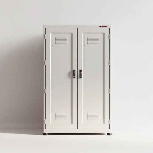 Armoire de rangement métallique blanche à 2 portes battantes 90 x 45 x 180 cm en acier laminé à froid rectangulaire