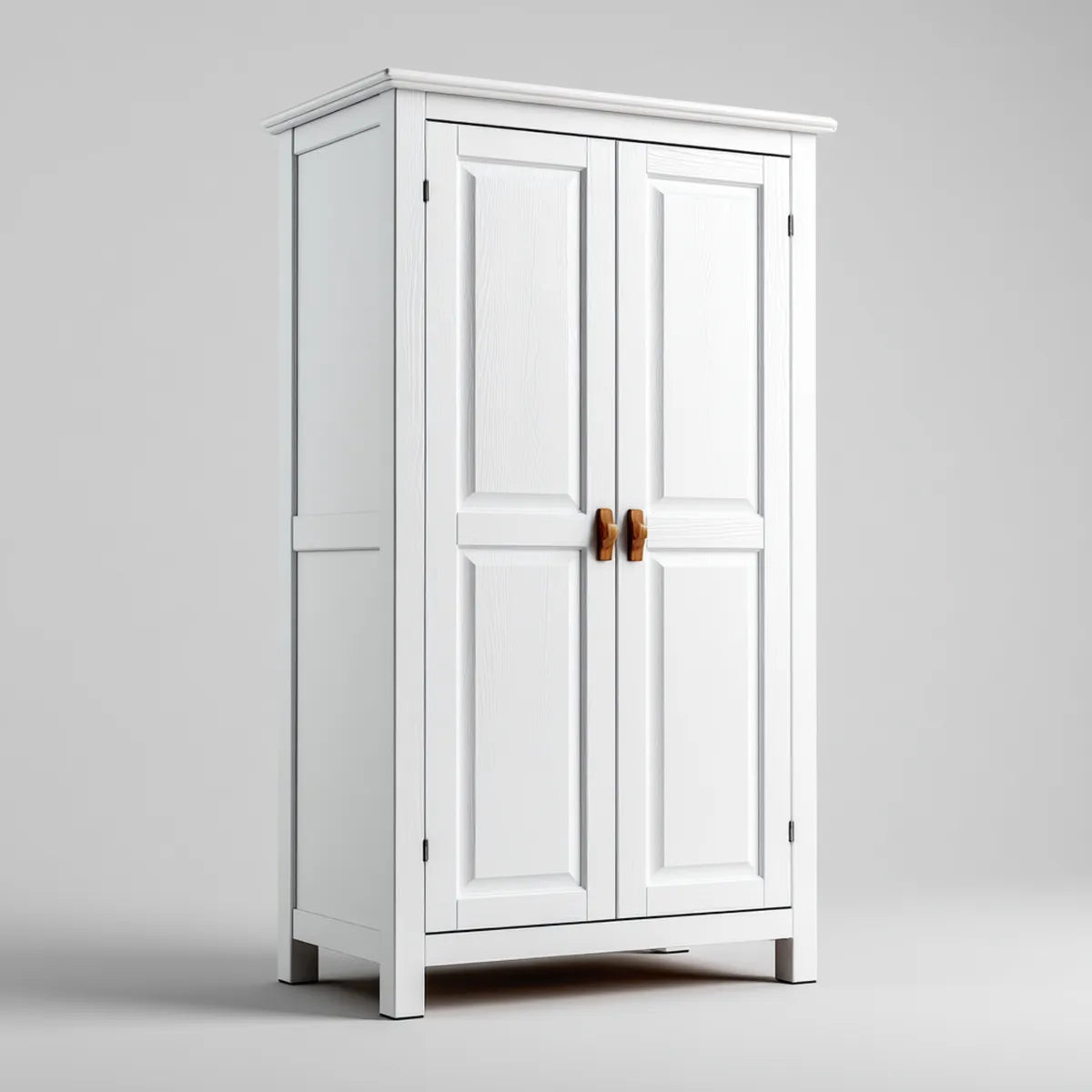 Armoire de rangement blanche à 2 portes en pin massif 90 x 45 x 180 cm rectangulaire