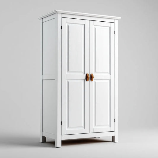 Armoire de rangement blanche à 2 portes en pin massif 90 x 45 x 180 cm rectangulaire