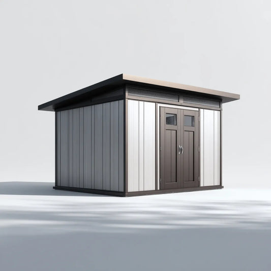 Abri de rangement extérieur en acier galvanisé anthracite et gris 213 x 130 x 185 cm avec portes doubles