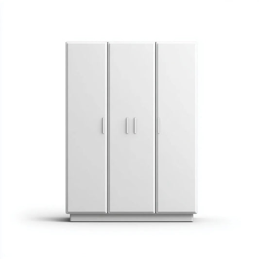 Armoire de rangement 3 portes blanche 120 x 50 x 180 cm en panneaux de particules rectangulaire
