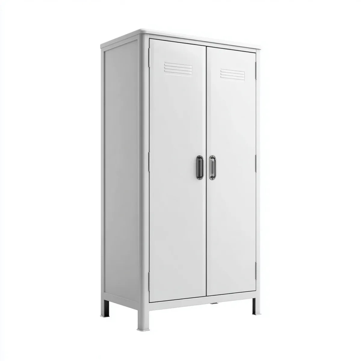 Armoire de rangement métallique 2 portes blanche 80 x 40 x 180 cm en acier rectangulaire