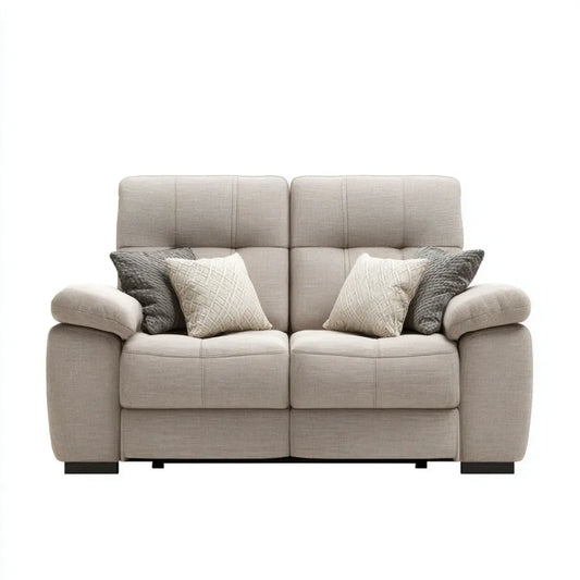 Canapé 2 places beige 170 x 95 x 105 cm en polyester avec accoudoirs arrondis