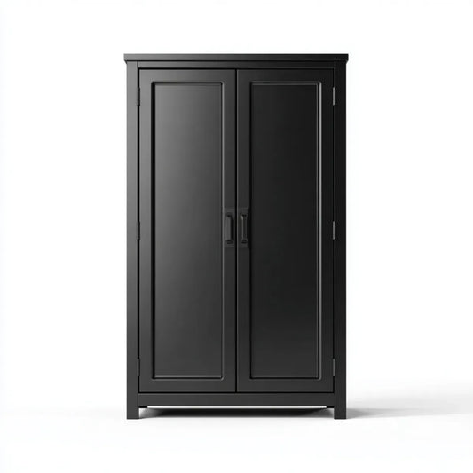 Armoire de rangement noire à 2 portes en MDF rectangulaire 80 x 40 x 180 cm
