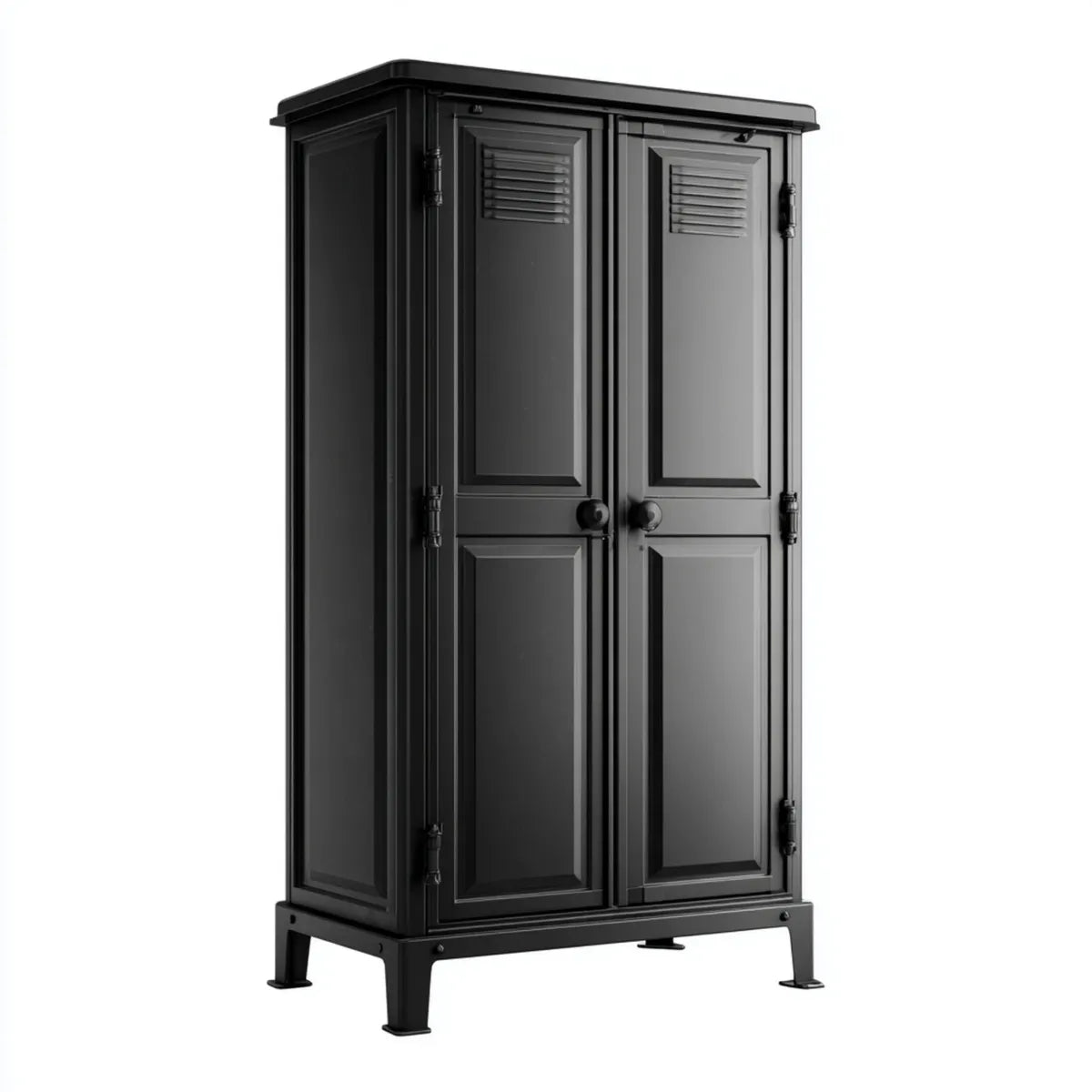 Armoire de rangement 2 portes noire en acier 90 x 45 x 180 cm rectangulaire