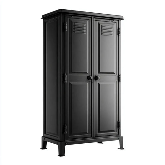 Armoire de rangement 2 portes noire en acier 90 x 45 x 180 cm rectangulaire