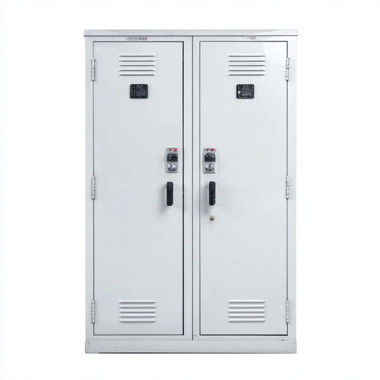 Armoire de rangement métallique blanche à 2 portes 100 x 50 x 180 cm en acier rectangulaire