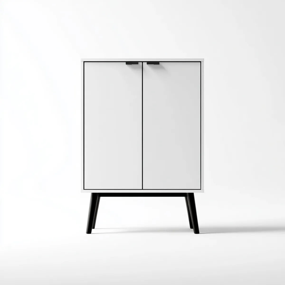 Armoire de rangement 2 portes blanche et noire en panneaux MDF 80 x 40 x 120 cm rectangulaire