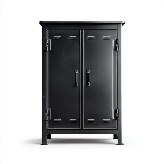 Armoire de rangement en acier noir à 2 portes 80 x 40 x 120 cm rectangulaire